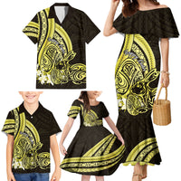 Yellow Polynesia Easter Day Family Matching Mermaid Dress and Hawaiian Shirt Eggs With Bunny Polynesian Pattern LT14 - Polynesian Pride