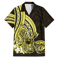 Yellow Polynesia Easter Day Family Matching Mermaid Dress and Hawaiian Shirt Eggs With Bunny Polynesian Pattern LT14 Dad's Shirt - Short Sleeve Yellow - Polynesian Pride