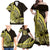 Yellow Polynesia Easter Day Family Matching Off Shoulder Maxi Dress and Hawaiian Shirt Eggs With Bunny Polynesian Pattern