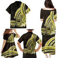 Yellow Polynesia Easter Day Family Matching Puletasi and Hawaiian Shirt Eggs With Bunny Polynesian Pattern LT14 - Polynesian Pride