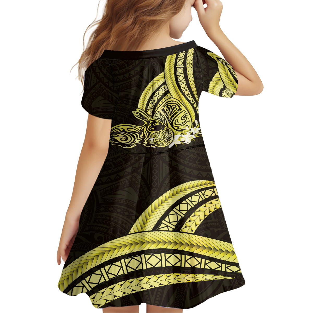 Yellow Polynesia Easter Day Family Matching Summer Maxi Dress and Hawaiian Shirt Eggs With Bunny Polynesian Pattern LT14 - Polynesian Pride
