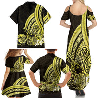 Yellow Polynesia Easter Day Family Matching Summer Maxi Dress and Hawaiian Shirt Eggs With Bunny Polynesian Pattern LT14 - Polynesian Pride
