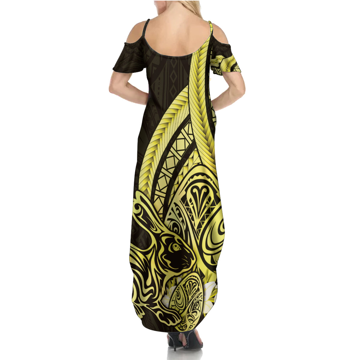 Yellow Polynesia Easter Day Family Matching Summer Maxi Dress and Hawaiian Shirt Eggs With Bunny Polynesian Pattern LT14 - Polynesian Pride