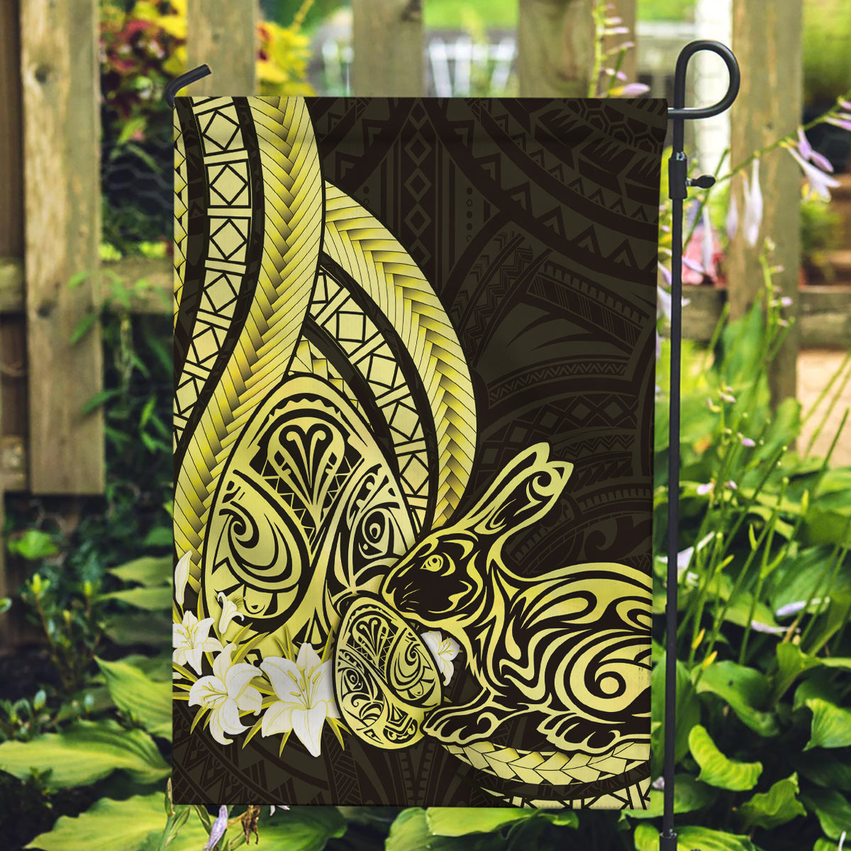 Yellow Polynesia Easter Day Garden Flag Eggs With Bunny Polynesian Pattern LT14 Garden Flag Yellow - Polynesian Pride