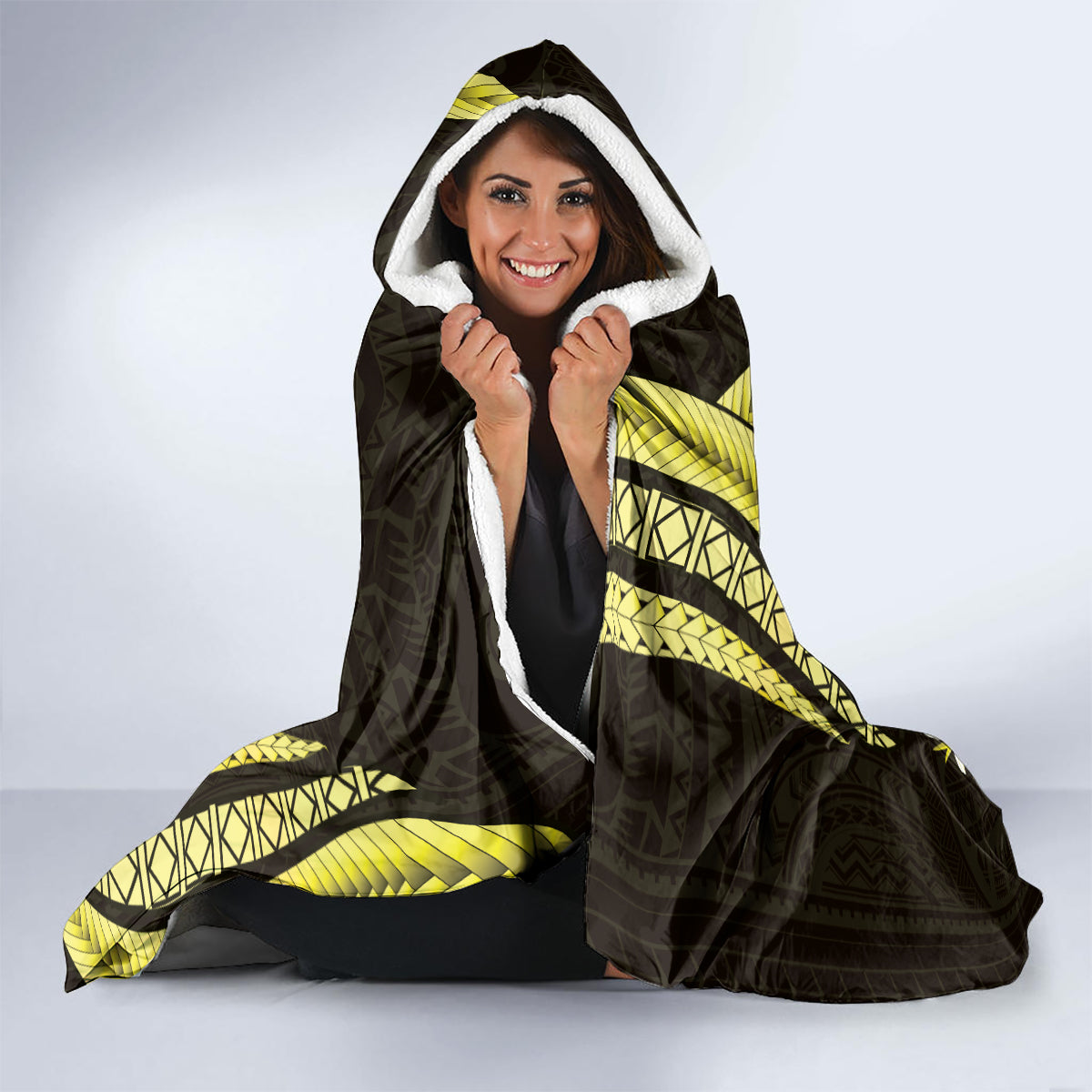 Yellow Polynesia Easter Day Hooded Blanket Eggs With Bunny Polynesian Pattern LT14 - Polynesian Pride