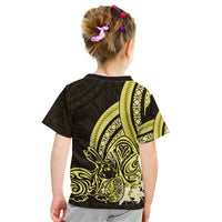 Yellow Polynesia Easter Day Kid T Shirt Eggs With Bunny Polynesian Pattern