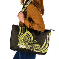 Yellow Polynesia Easter Day Leather Tote Bag Eggs With Bunny Polynesian Pattern LT14 Yellow - Polynesian Pride