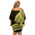 Yellow Polynesia Easter Day Off Shoulder Short Dress Eggs With Bunny Polynesian Pattern