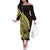 Yellow Polynesia Easter Day Off The Shoulder Long Sleeve Dress Eggs With Bunny Polynesian Pattern