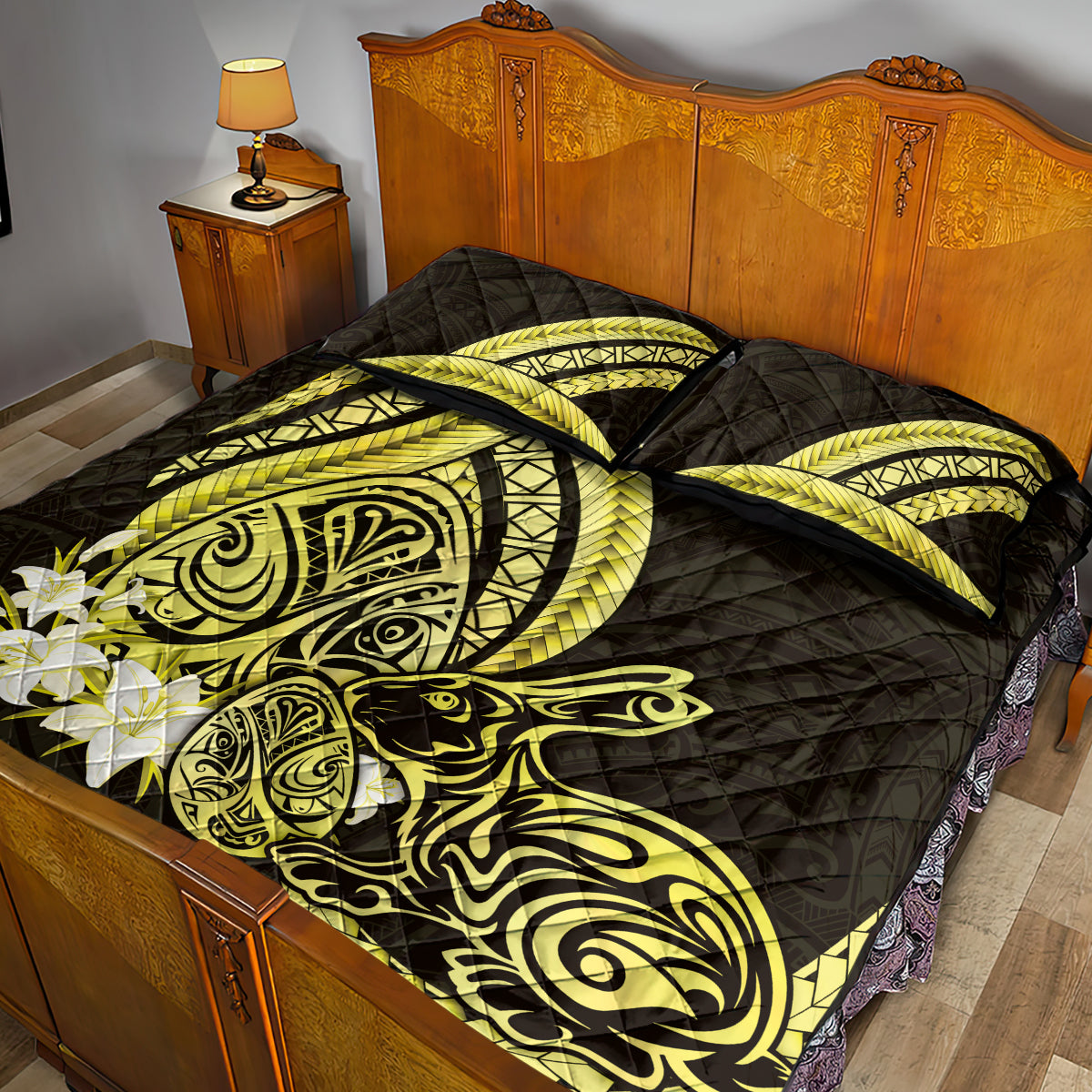 Yellow Polynesia Easter Day Quilt Bed Set Eggs With Bunny Polynesian Pattern LT14 - Polynesian Pride