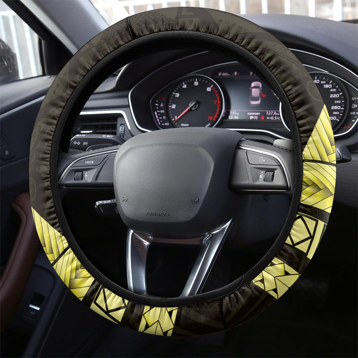 Yellow Polynesia Easter Day Steering Wheel Cover Eggs With Bunny Polynesian Pattern LT14 - Polynesian Pride