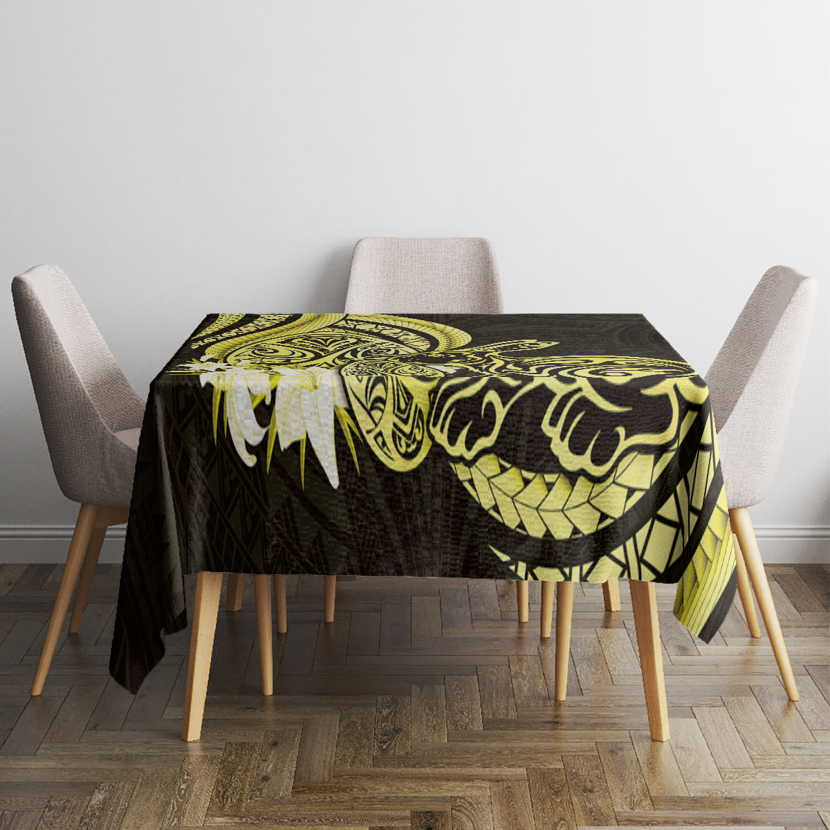 Yellow Polynesia Easter Day Tablecloth Eggs With Bunny Polynesian Pattern LT14 - Polynesian Pride