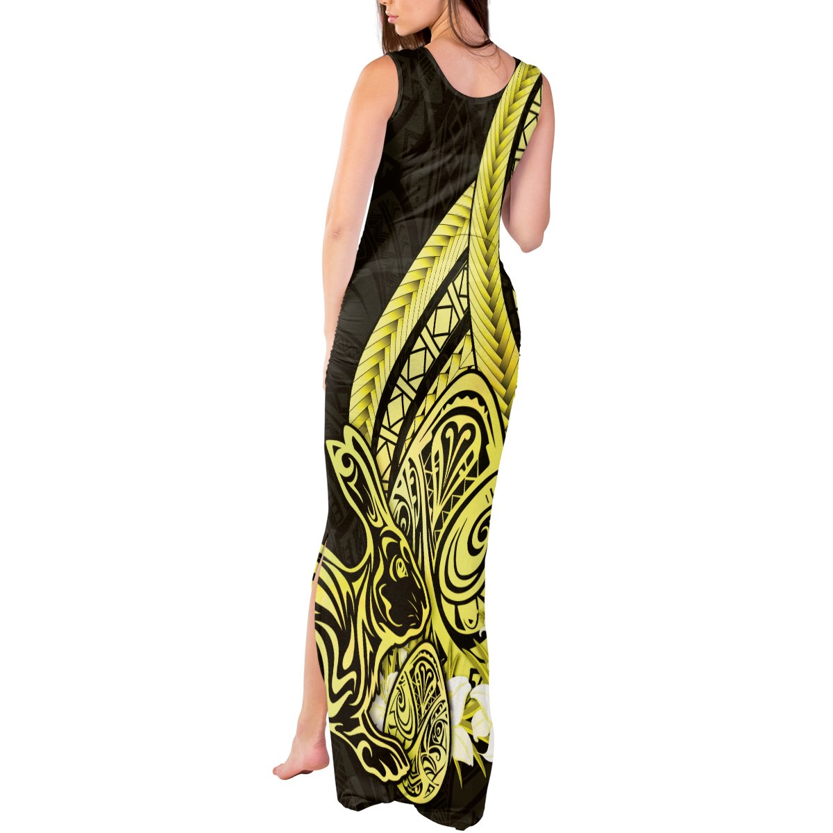 Yellow Polynesia Easter Day Tank Maxi Dress Eggs With Bunny Polynesian Pattern LT14 - Polynesian Pride