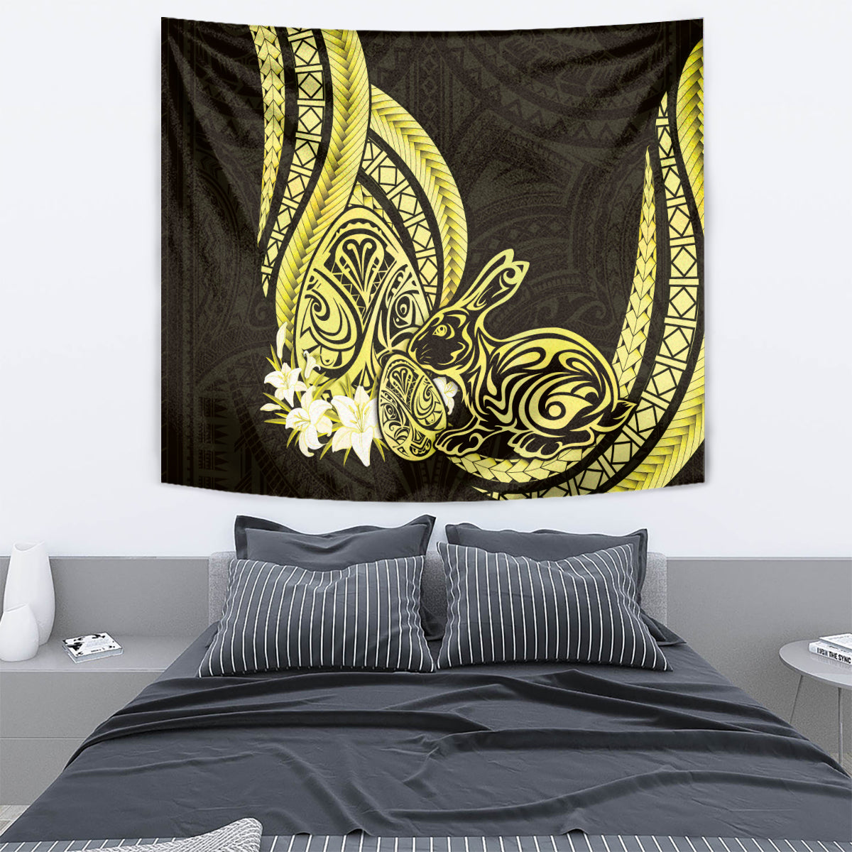 Yellow Polynesia Easter Day Tapestry Eggs With Bunny Polynesian Pattern LT14 - Polynesian Pride