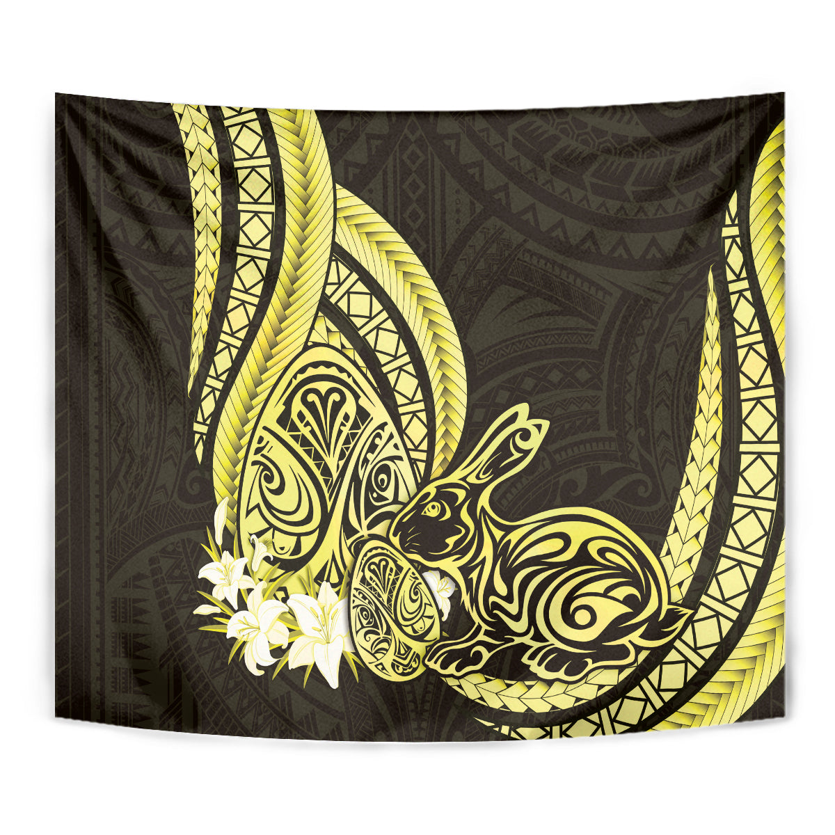 Yellow Polynesia Easter Day Tapestry Eggs With Bunny Polynesian Pattern LT14 - Polynesian Pride