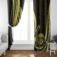 Yellow Polynesia Easter Day Window Curtain Eggs With Bunny Polynesian Pattern LT14 - Polynesian Pride