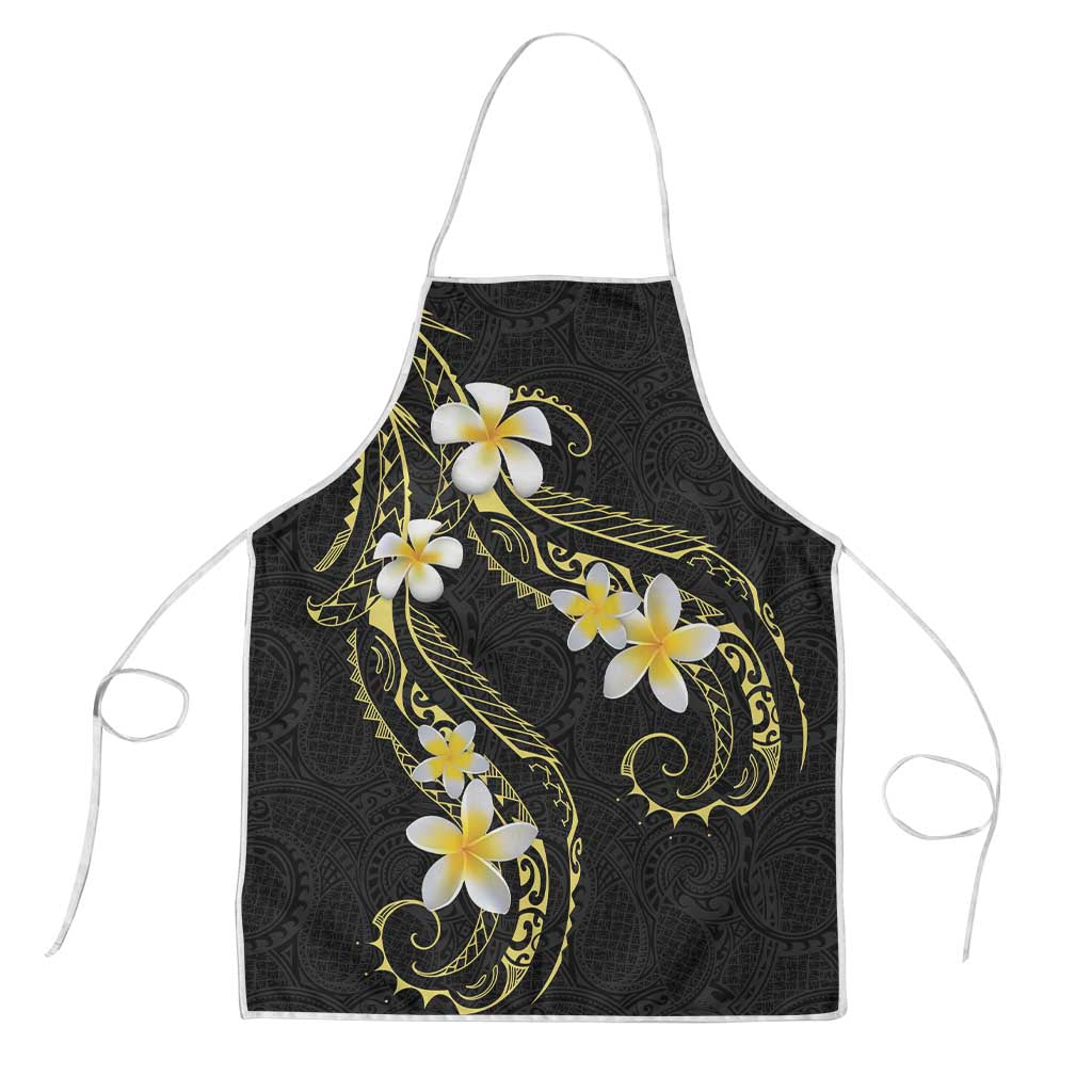 Polynesia Tattoo With Plumeria Apron Elegant Vibes LT14 Black - Polynesian Pride