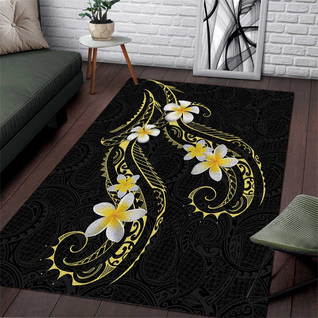 Polynesia Tattoo With Plumeria Area Rug Elegant Vibes