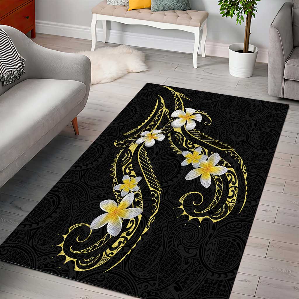 Polynesia Tattoo With Plumeria Area Rug Elegant Vibes