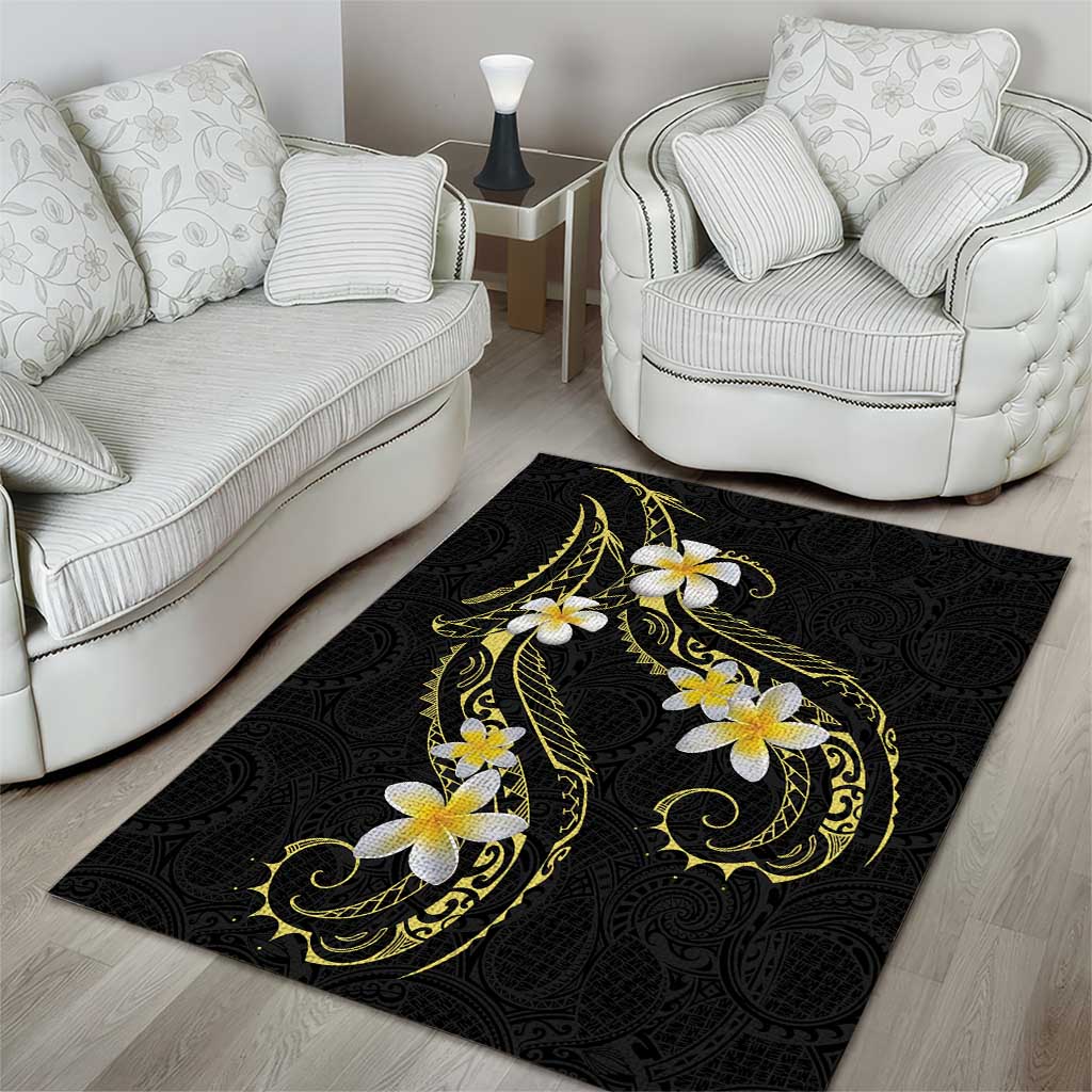 Polynesia Tattoo With Plumeria Area Rug Elegant Vibes