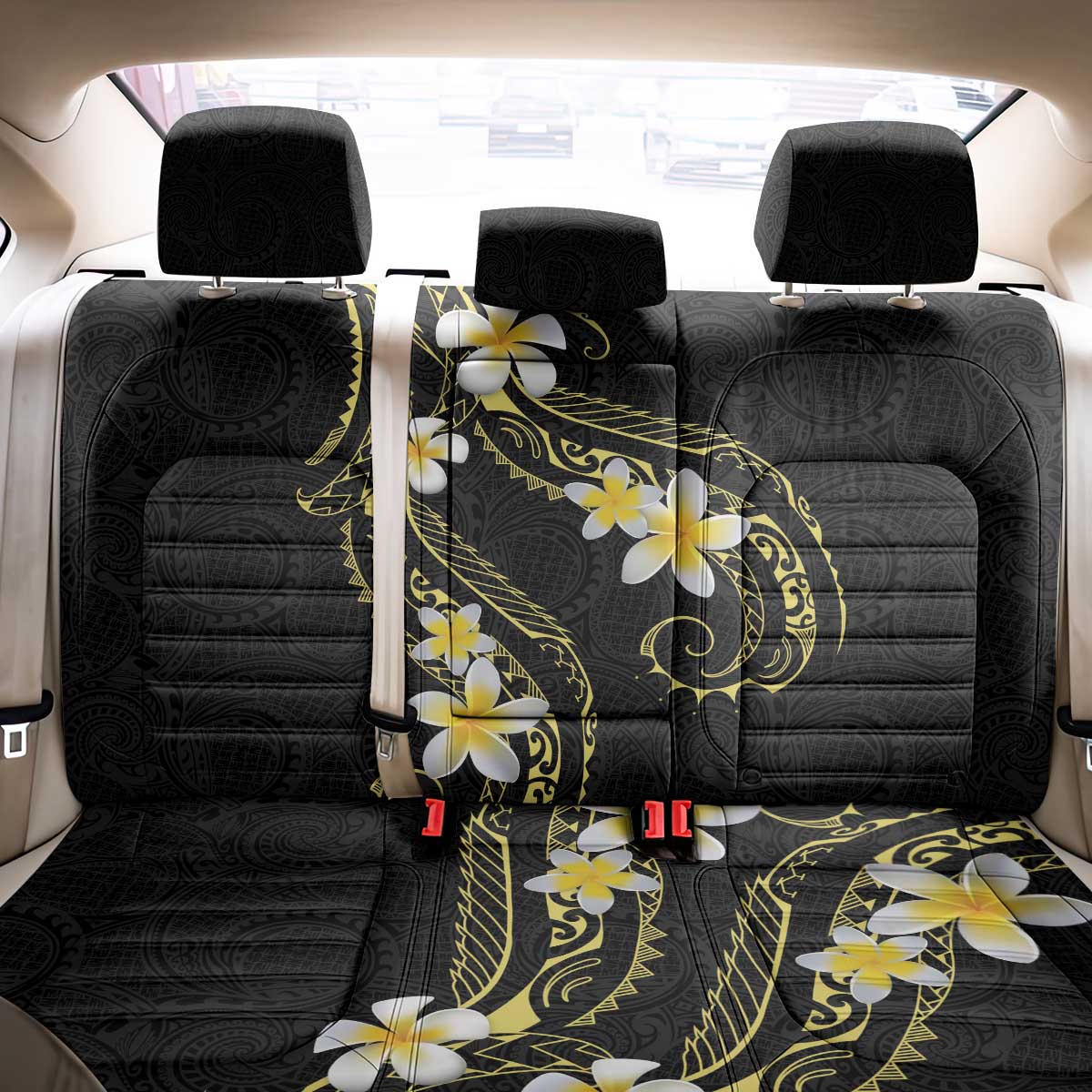 Polynesia Tattoo With Plumeria Back Car Seat Cover Elegant Vibes LT14 - Polynesian Pride