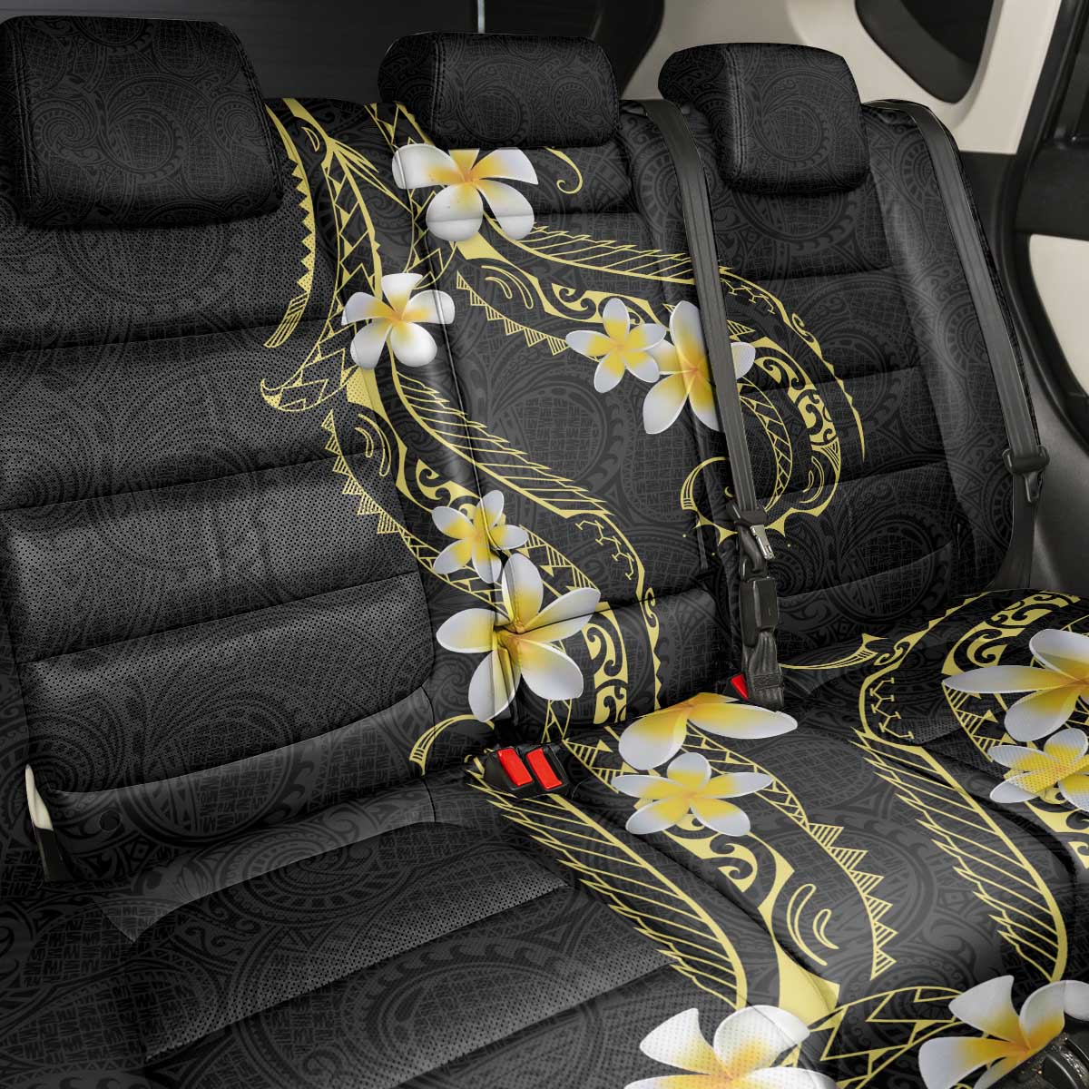 Polynesia Tattoo With Plumeria Back Car Seat Cover Elegant Vibes LT14 - Polynesian Pride
