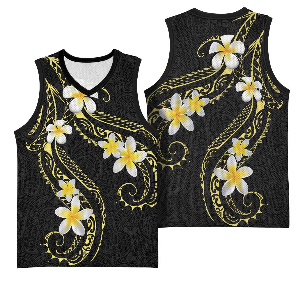 Polynesia Tattoo With Plumeria Basketball Jersey Elegant Vibes LT14 - Polynesian Pride