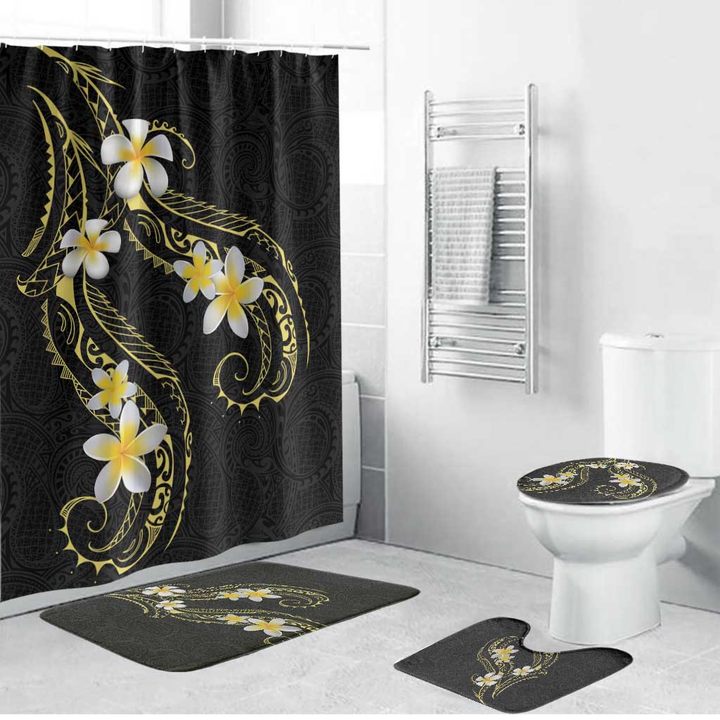 Polynesia Tattoo With Plumeria Bathroom Set Elegant Vibes LT14 Bathroom Set (4 pcs) Black - Polynesian Pride