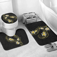 Polynesia Tattoo With Plumeria Bathroom Set Elegant Vibes LT14 Mat Set Only (3 pcs) One Size Black - Polynesian Pride