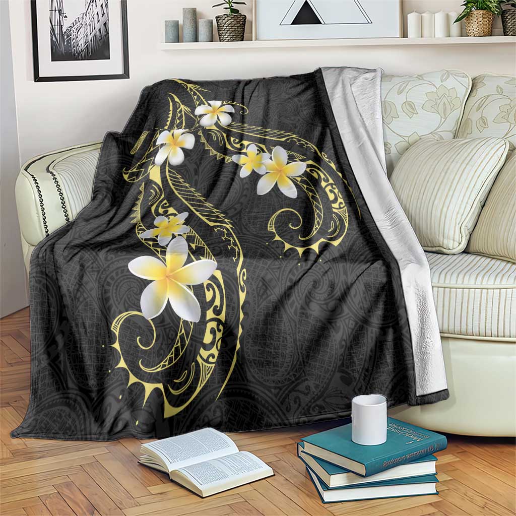 Polynesia Tattoo With Plumeria Blanket Elegant Vibes LT14 Black - Polynesian Pride