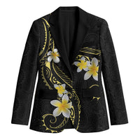 Polynesia Tattoo With Plumeria Blazer Elegant Vibes LT14 Unisex Black - Polynesian Pride