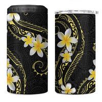Polynesia Tattoo With Plumeria 4 in 1 Can Cooler Tumbler Elegant Vibes LT14 One Size: 16 oz Black - Polynesian Pride