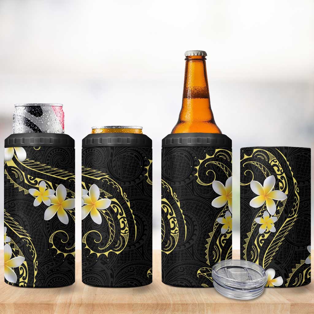 Polynesia Tattoo With Plumeria 4 in 1 Can Cooler Tumbler Elegant Vibes LT14 - Polynesian Pride