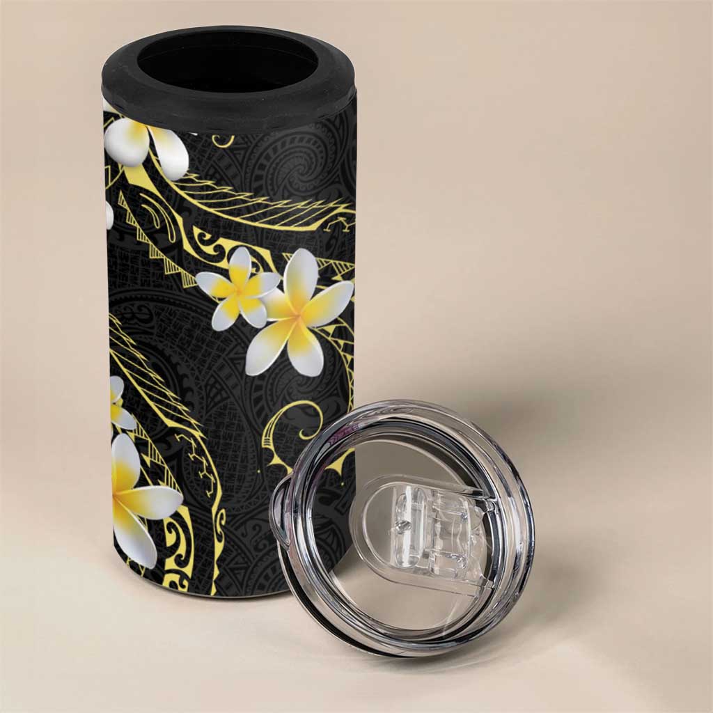 Polynesia Tattoo With Plumeria 4 in 1 Can Cooler Tumbler Elegant Vibes LT14 - Polynesian Pride