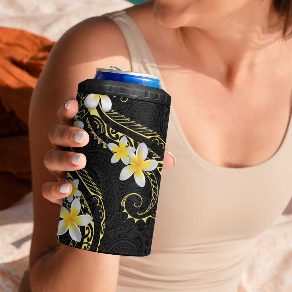 Polynesia Tattoo With Plumeria 4 in 1 Can Cooler Tumbler Elegant Vibes LT14 - Polynesian Pride