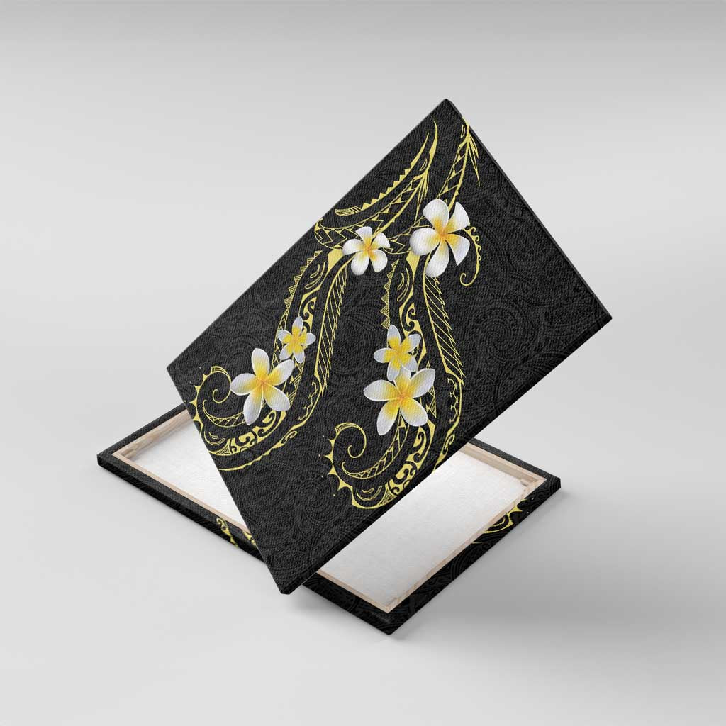 Polynesia Tattoo With Plumeria Canvas Wall Art Elegant Vibes LT14 With Frame Black - Polynesian Pride