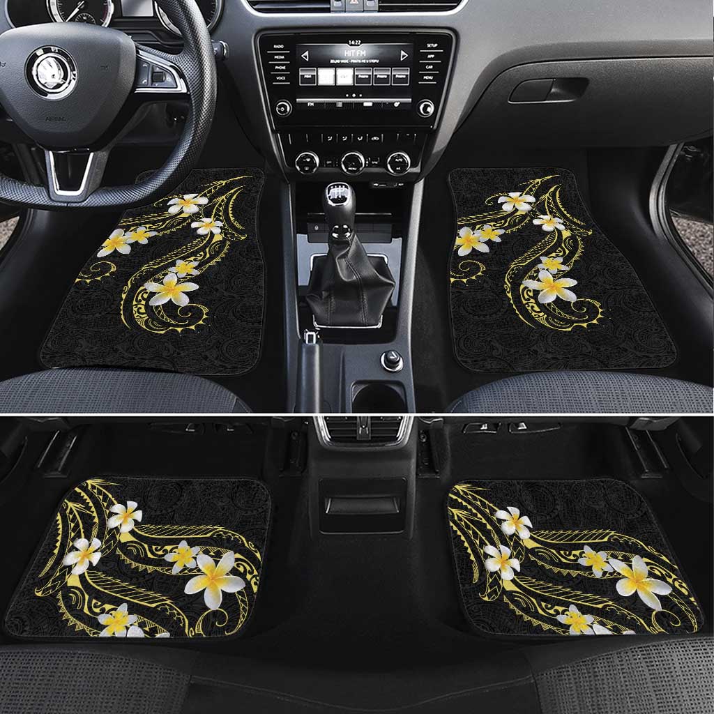 Polynesia Tattoo With Plumeria Car Mats Elegant Vibes LT14 Set 4pcs Black - Polynesian Pride