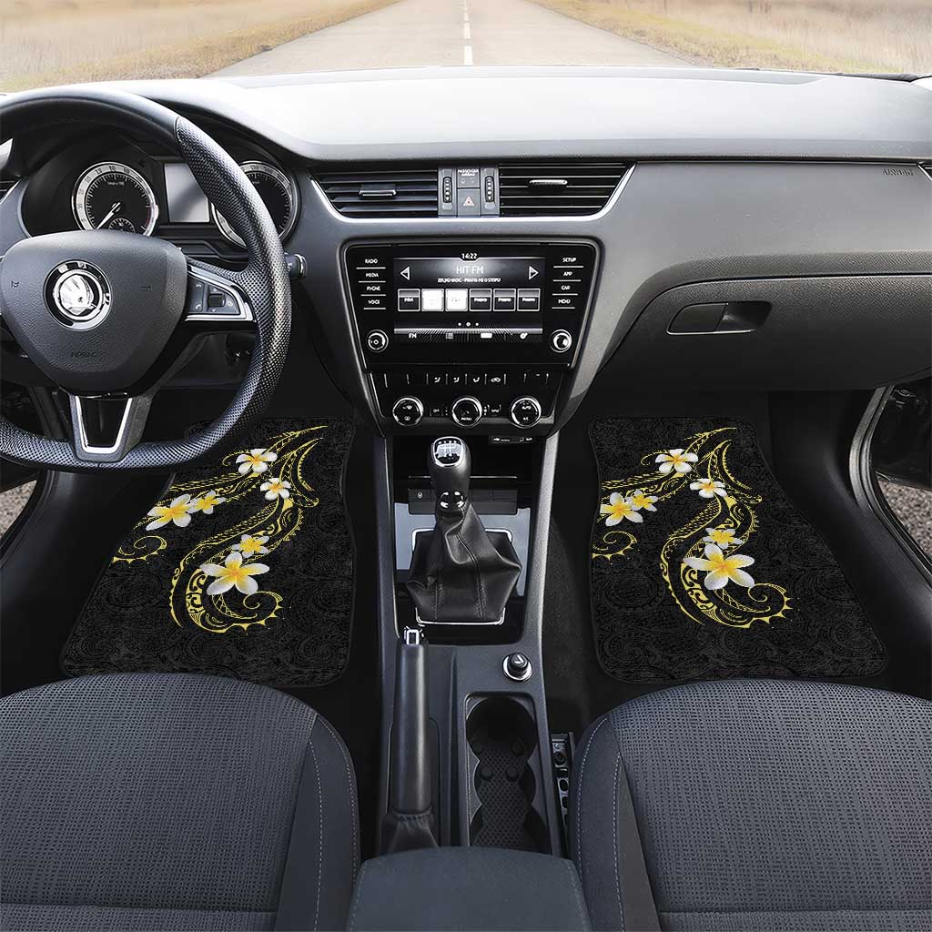 Polynesia Tattoo With Plumeria Car Mats Elegant Vibes LT14 Set 2pcs - Front Black - Polynesian Pride