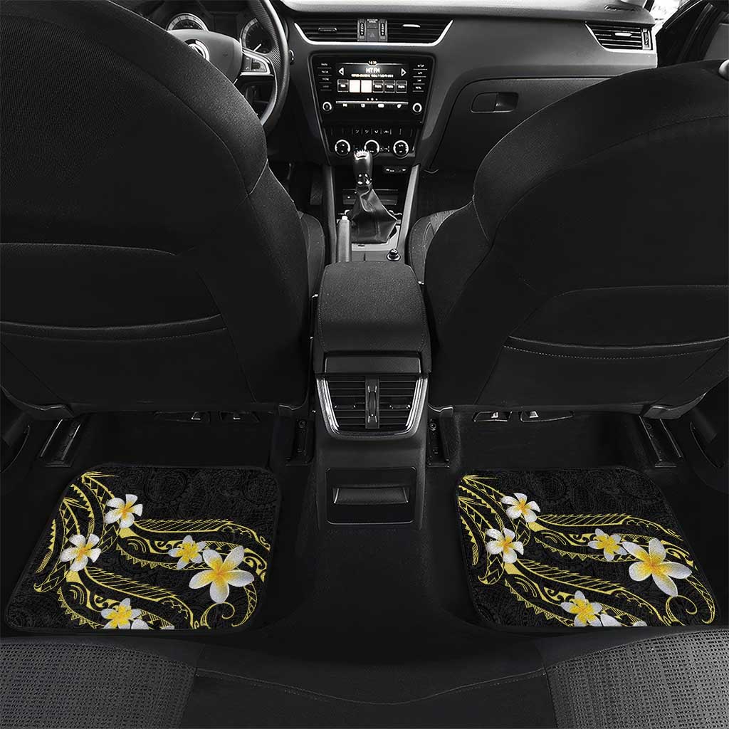 Polynesia Tattoo With Plumeria Car Mats Elegant Vibes LT14 Set 2pcs - Back Black - Polynesian Pride