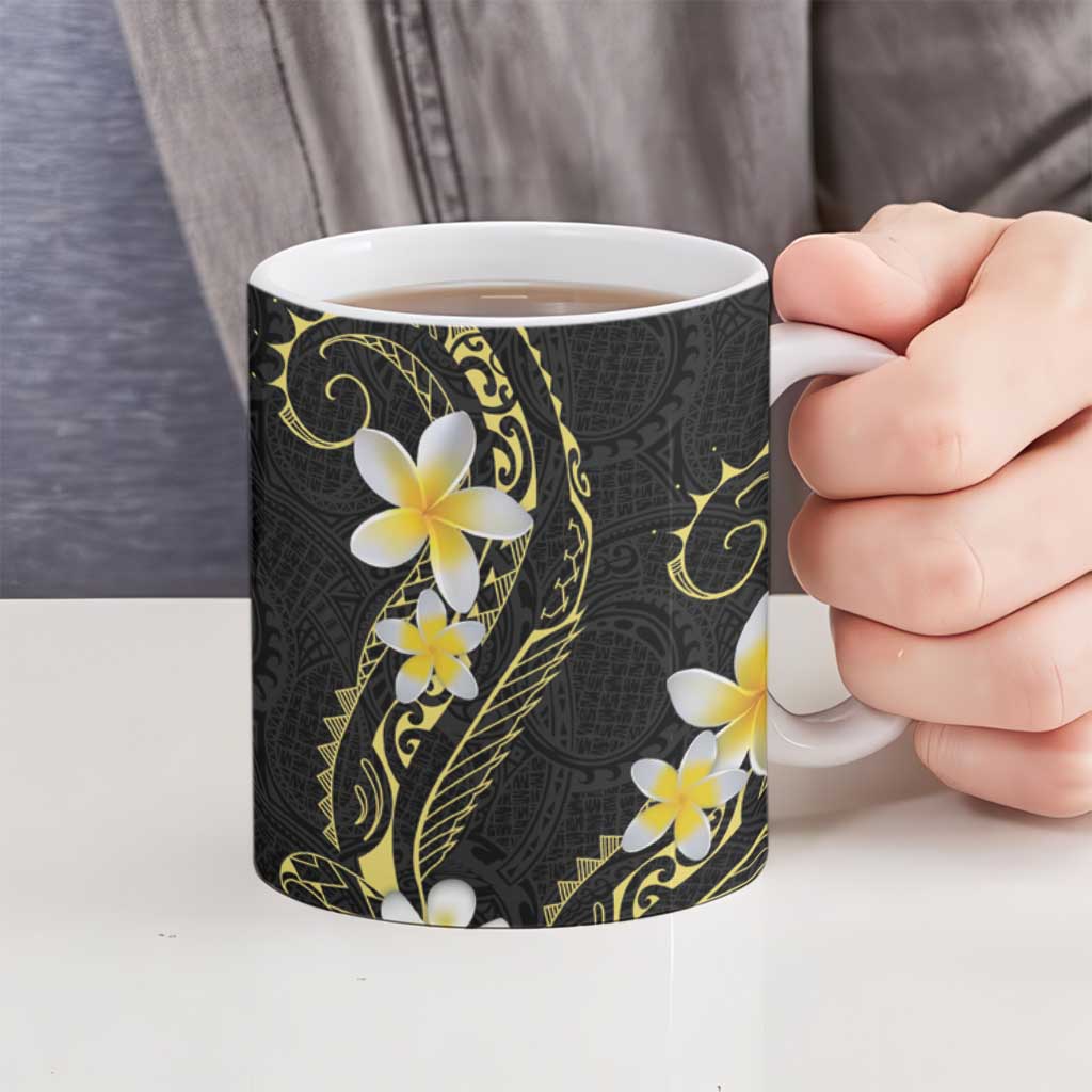 Polynesia Tattoo With Plumeria Ceramic Mug Elegant Vibes LT14 - Polynesian Pride