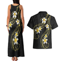 Polynesia Tattoo With Plumeria Couples Matching Tank Maxi Dress and Hawaiian Shirt Elegant Vibes LT14 - Polynesian Pride