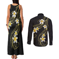 Polynesia Tattoo With Plumeria Couples Matching Tank Maxi Dress and Long Sleeve Button Shirt Elegant Vibes LT14 - Polynesian Pride