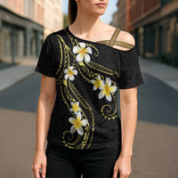 Polynesia Tattoo With Plumeria Cross Shoulder Shirt Elegant Vibes LT14 - Polynesian Pride