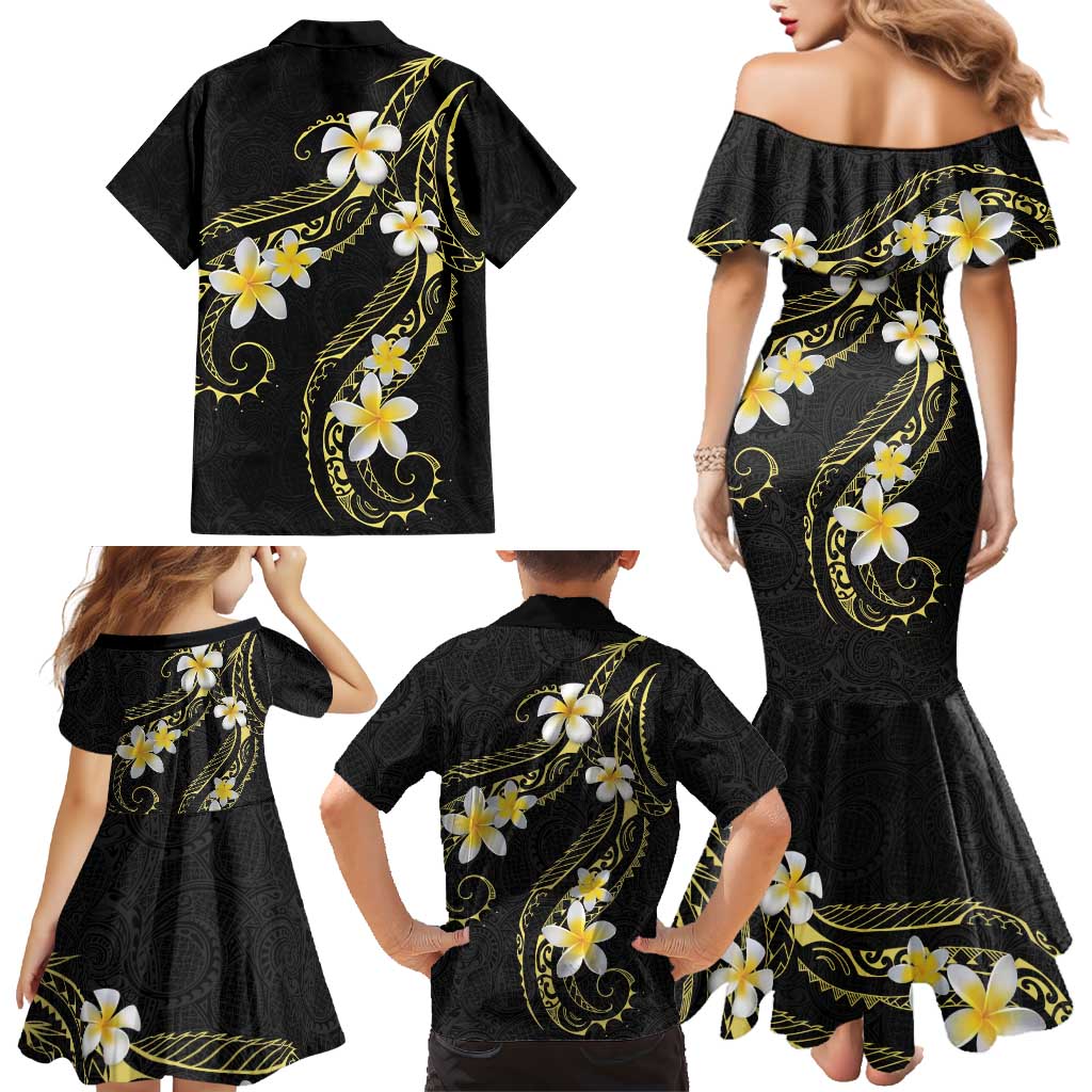 Polynesia Tattoo With Plumeria Family Matching Mermaid Dress and Hawaiian Shirt Elegant Vibes