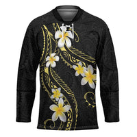 Polynesia Tattoo With Plumeria Hockey Jersey Elegant Vibes LT14 Unisex Black - Polynesian Pride