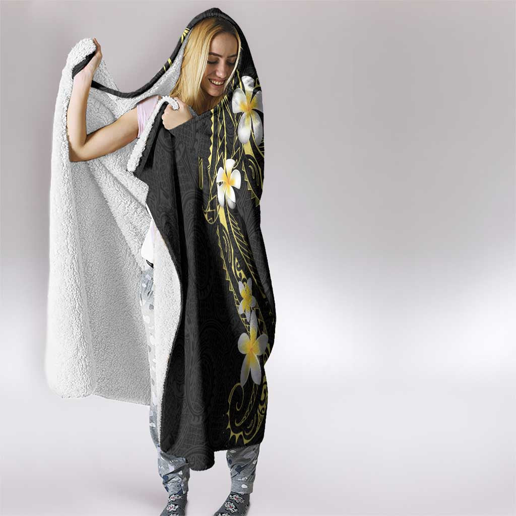 Polynesia Tattoo With Plumeria Hooded Blanket Elegant Vibes LT14 - Polynesian Pride