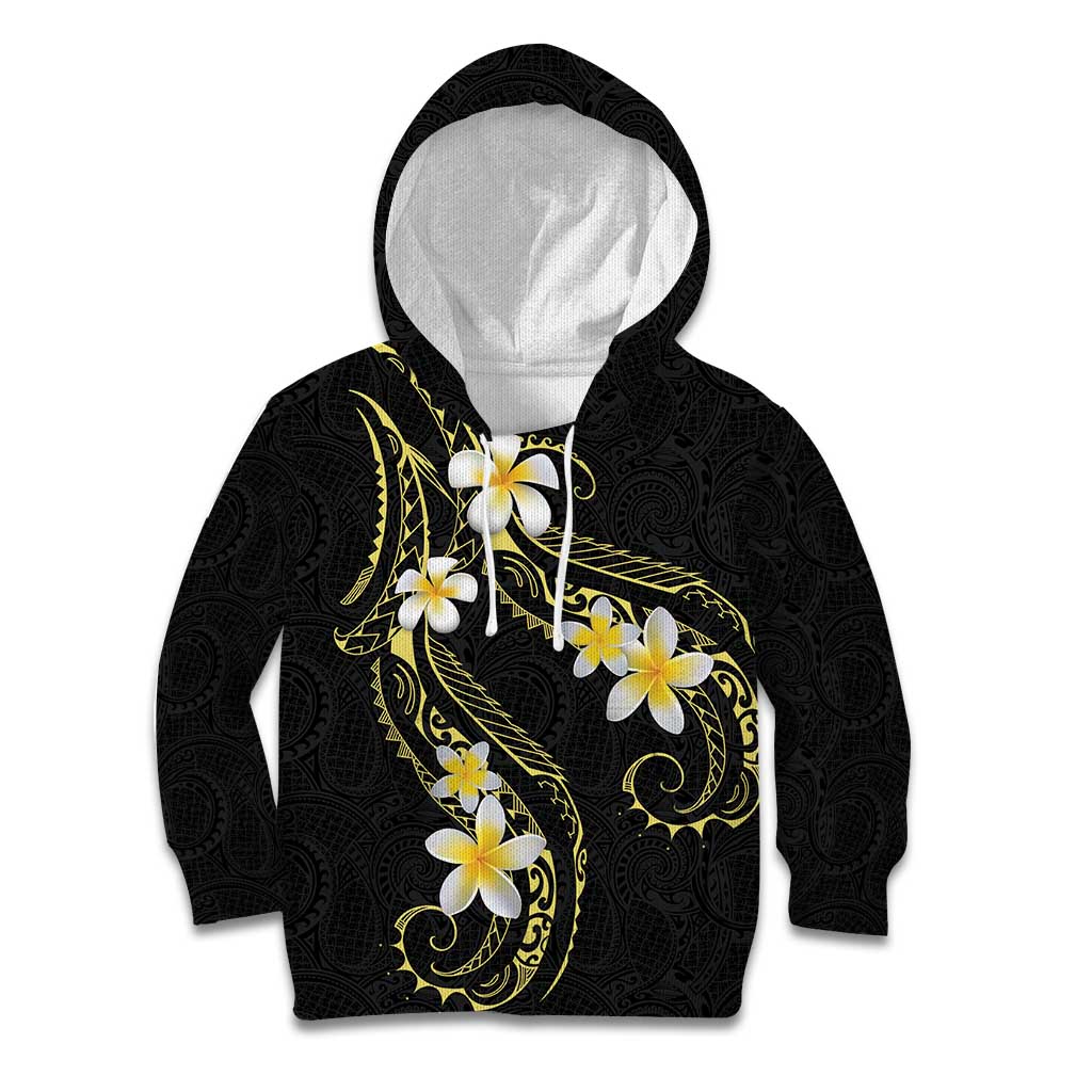 Polynesia Tattoo With Plumeria Kid Hoodie Elegant Vibes LT14 Hoodie Black - Polynesian Pride