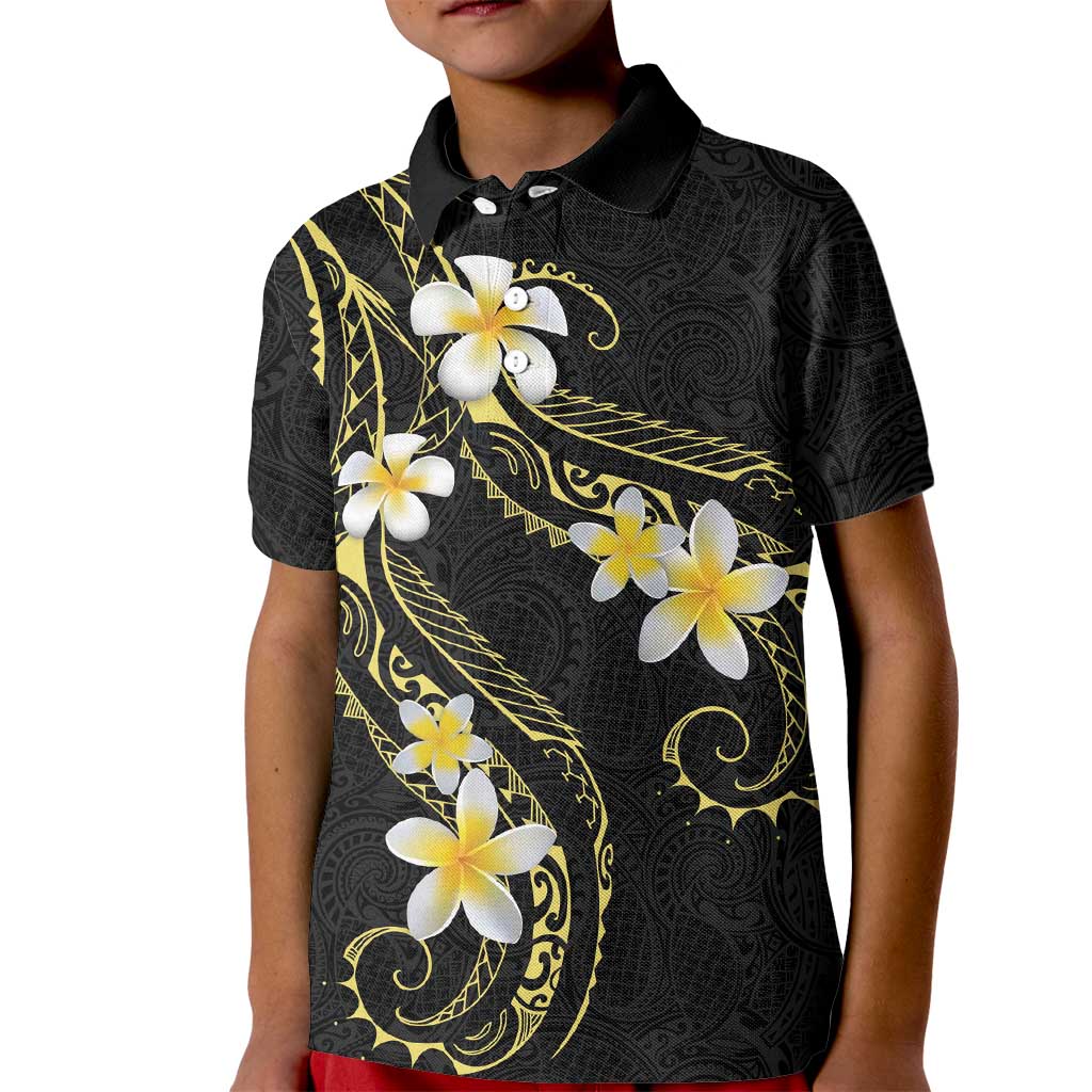 Polynesia Tattoo With Plumeria Kid Polo Shirt Elegant Vibes