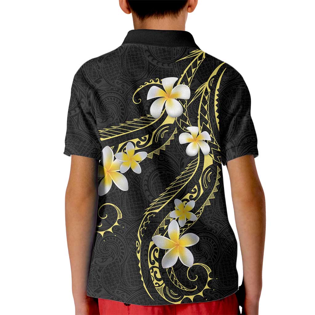 Polynesia Tattoo With Plumeria Kid Polo Shirt Elegant Vibes