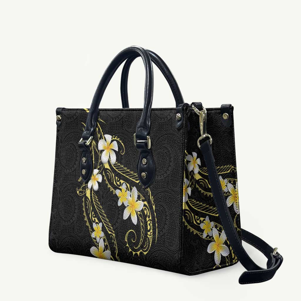 Polynesia Tattoo With Plumeria Leather Bag Elegant Vibes LT14 Black - Polynesian Pride